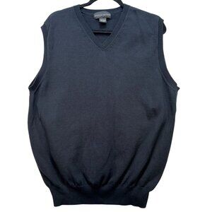 Croft & Barrow Mens Sleeveless V-Neck Sweater Vest L Black 100% Cotton